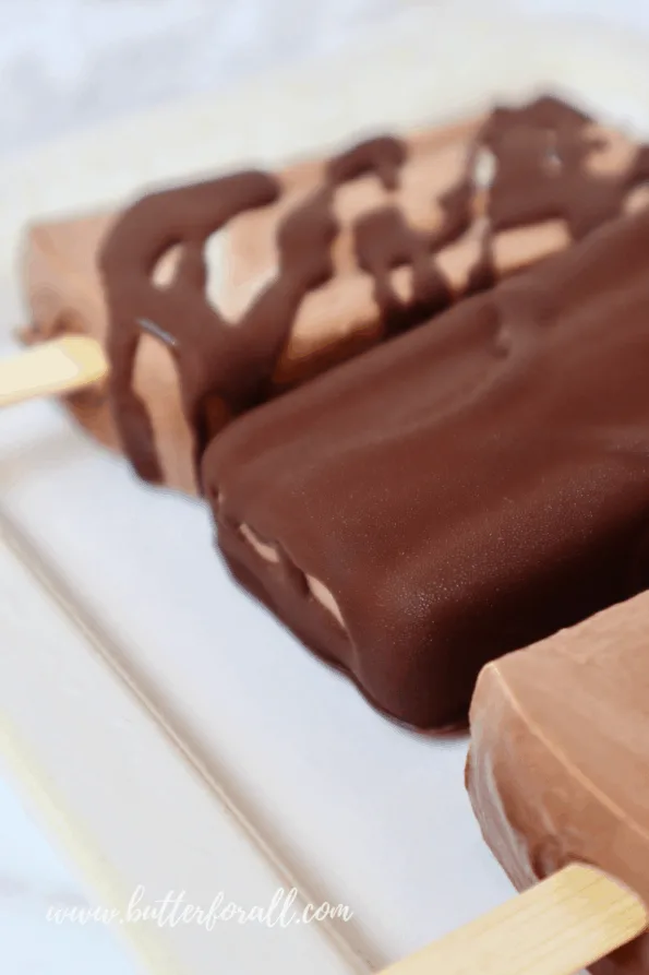 Smooth chocolate-covered fudgesicles.