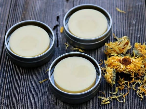 Calendula lotion bars in tins.