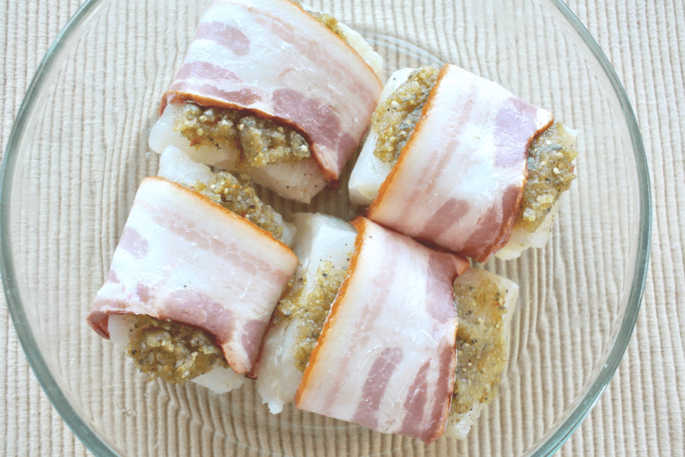 BaconWrapped Halibut With Tomatillo Salsa • Butter For All