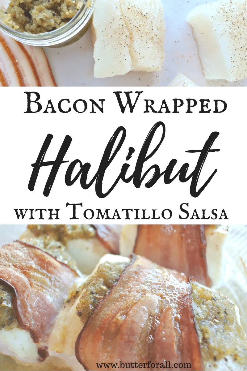 The perfect combination of moist flakey halibut, crispy bacon and tart and smokey tomatillo salsa.