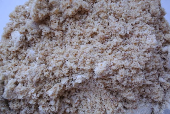 The sandy texture of dry ingredients once processed together.