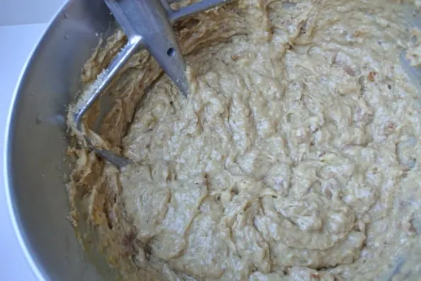 Prepared banana date bread batter.