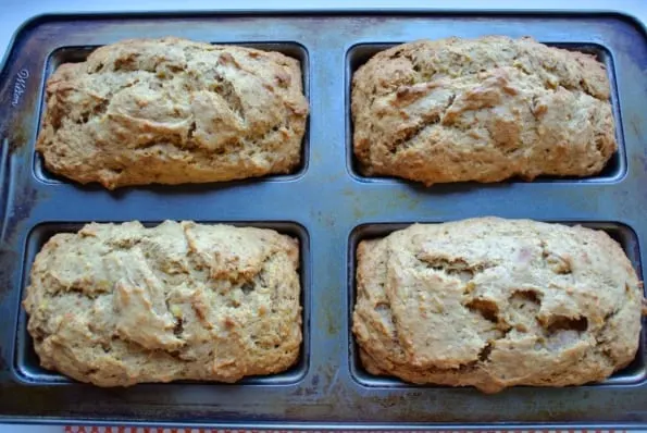 Fresh baked banana date bread.