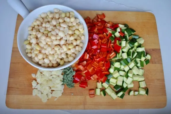 Fresh ingredients on a cutting board.