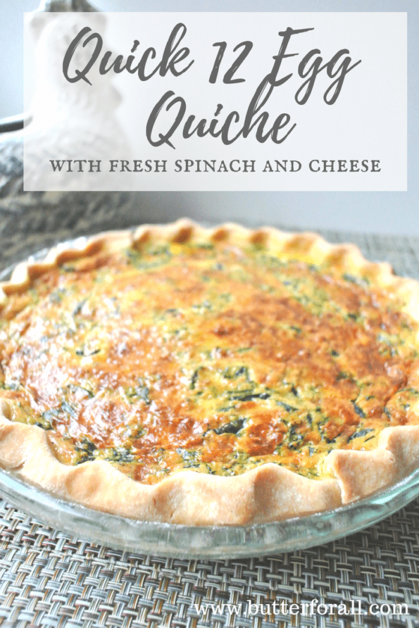 A traditional, flaky lard pie crust quiche.