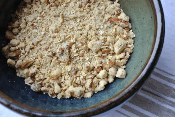 Apple crisp crumble topping in a bowl.