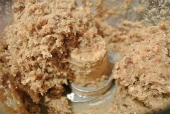 Cookie dough in a food processor.