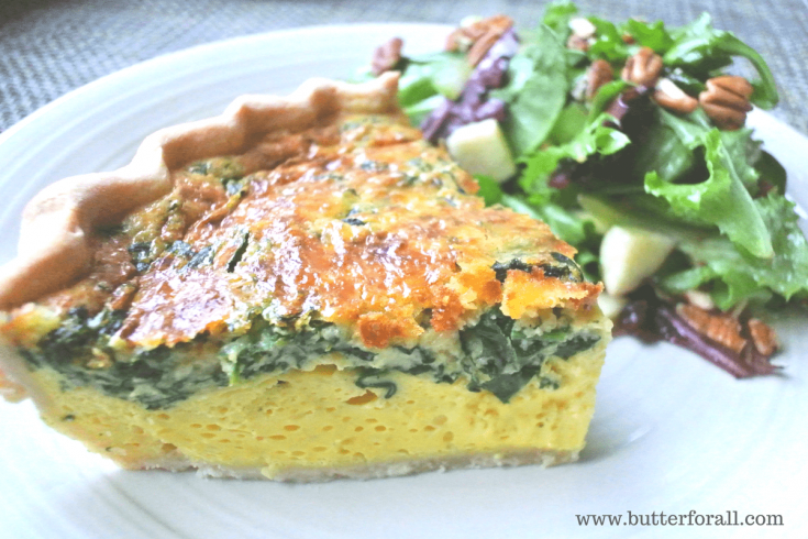 Quick 12-Egg Quiche With Fresh Spinach and Cheese • Butter For All