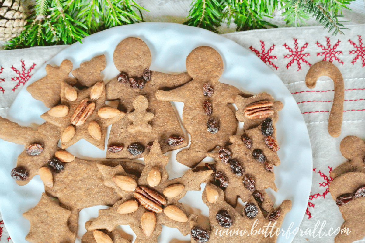 The perfect gingerbread cut-out cookie that is refined sugar free and made with sprouted whole wheat in your food processor!
