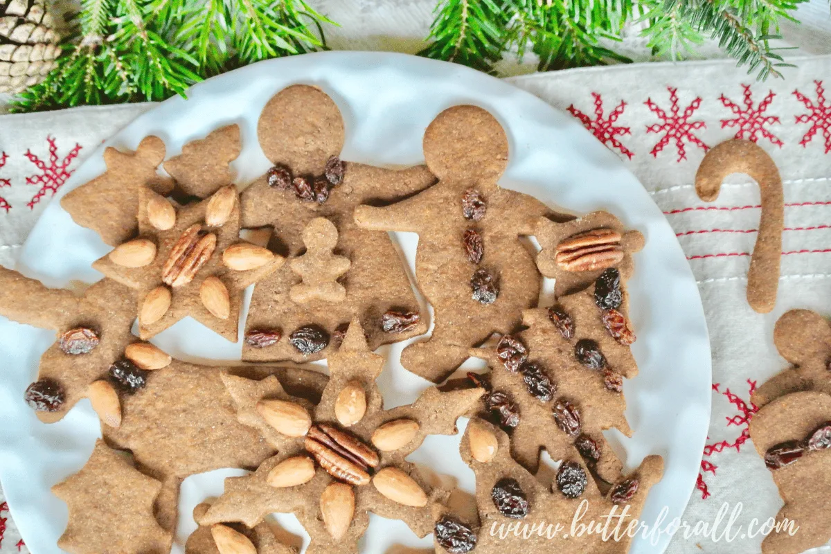 The perfect gingerbread cut-out cookie that is refined sugar free and made with sprouted whole wheat in your food processor!