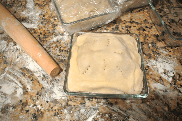 A turkey pot pie ready to bake.