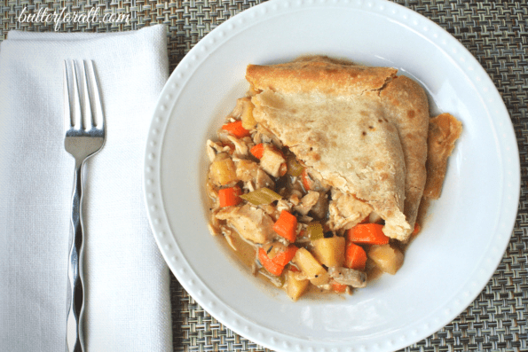 A plate of turkey pot pie.