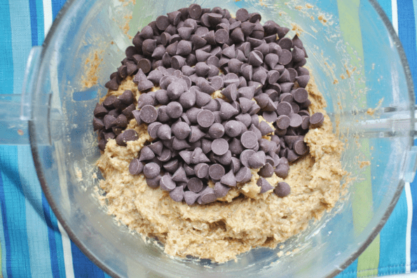 Chocolate chips added to the dough.