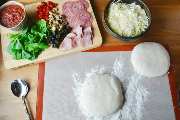 Sourdough pizza dough balls.