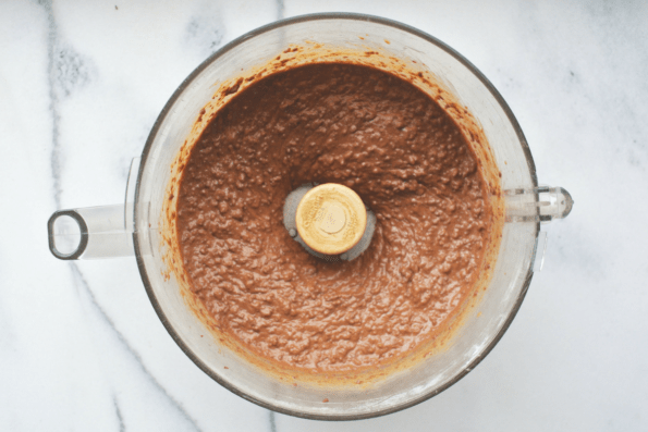 A bowl of brownie batter.