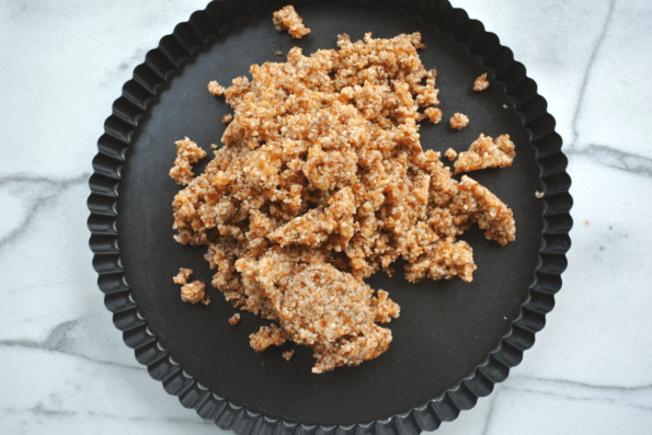 The crust ready to be pressed into a tart pan.