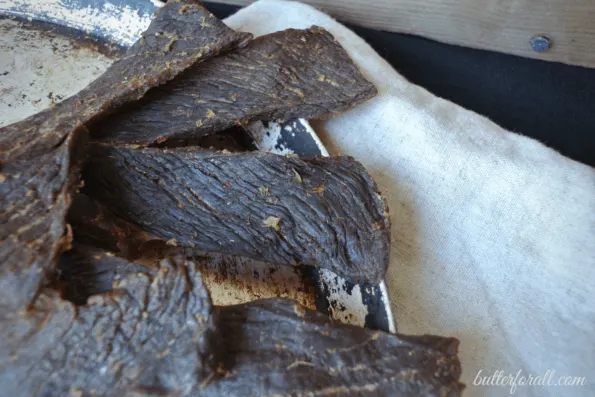 Strips of finished jerky.