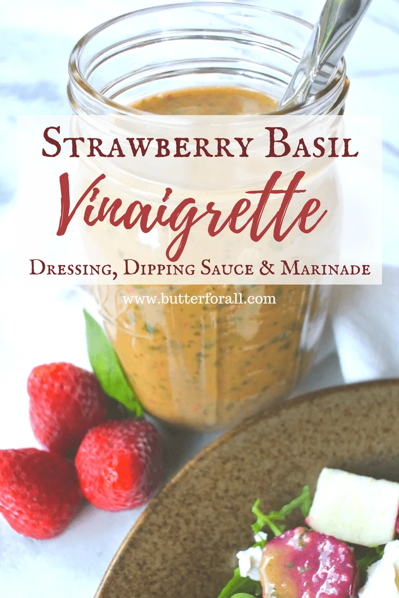 Strawberries and Basil unite to create a delicious dressing that can also be used as a dipping sauce or marinade.