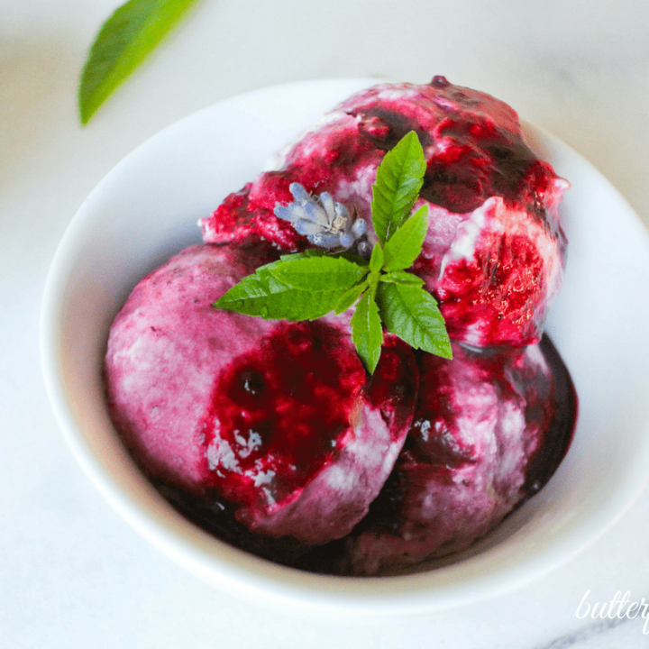 Blackberry Fool made with Labneh Cheese and Infused with Lemon Verbena and Lavender