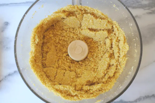 Dry ingredients combined in a food processor.