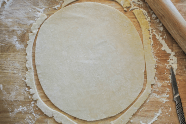 The second pie crust rolled and trimmed.