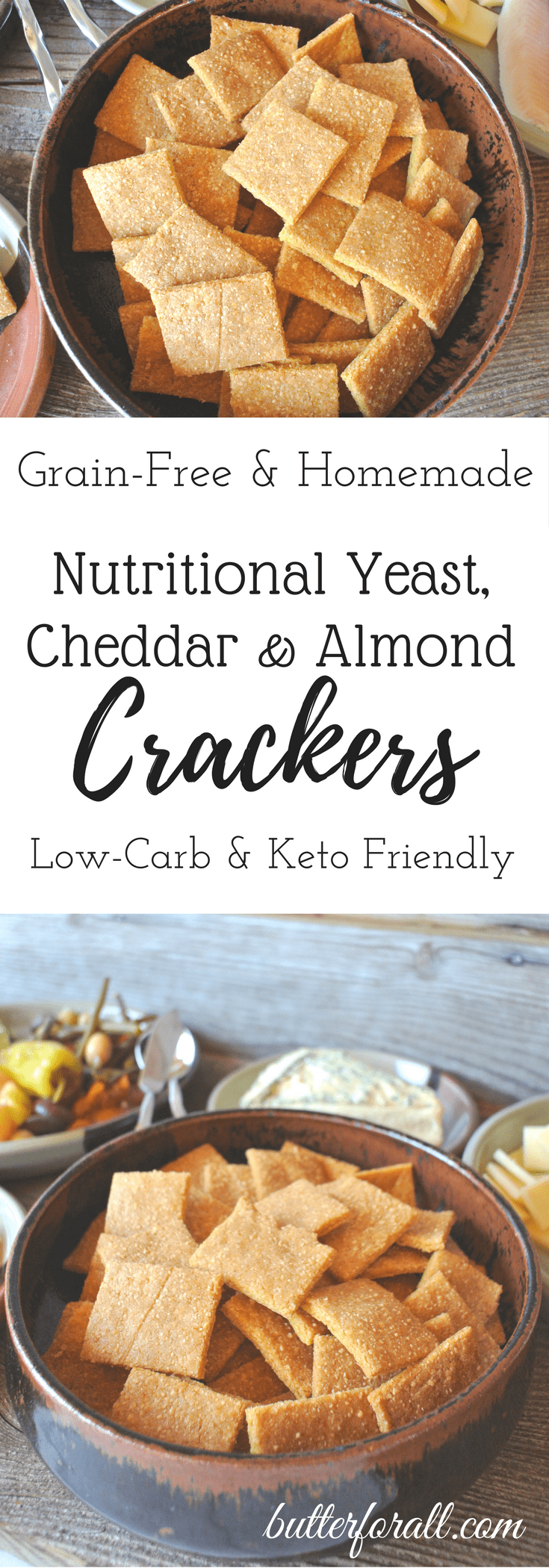 Nutritional Yeast, Cheddar, and Almond Crackers Grain Free and Low