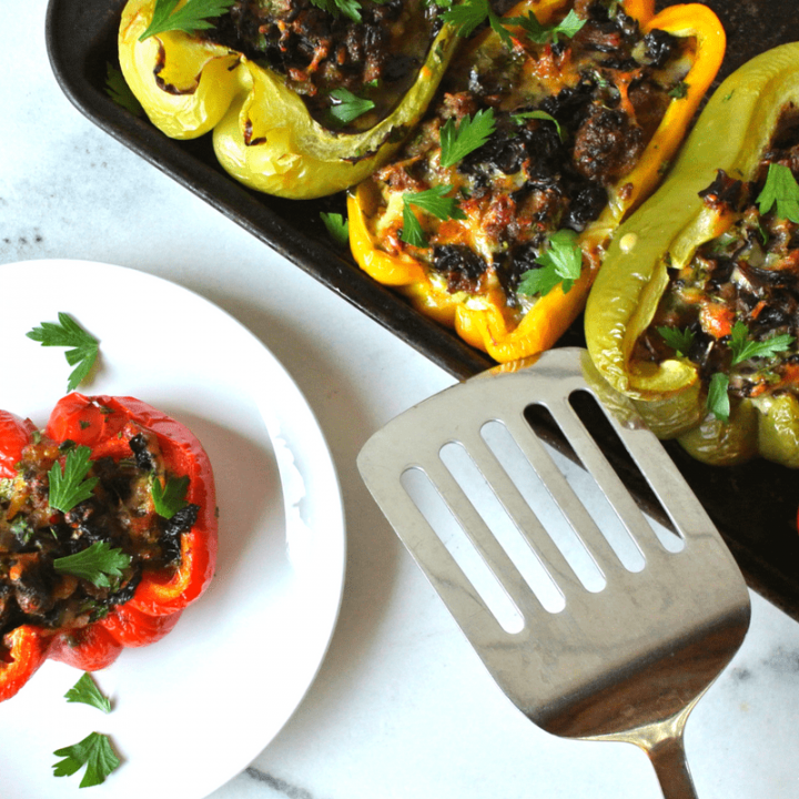 Homemade Sausage, Chard And Cheddar Stuffed Bell Peppers