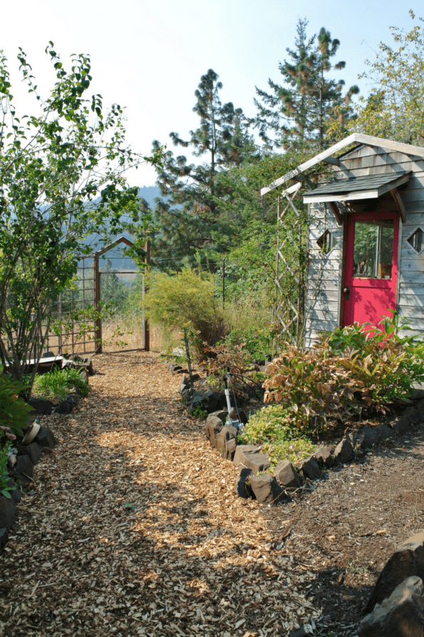 A small garden shed.