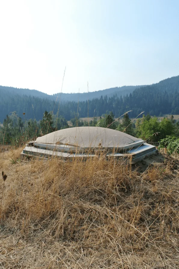 The roof of a modern underground dwelling.