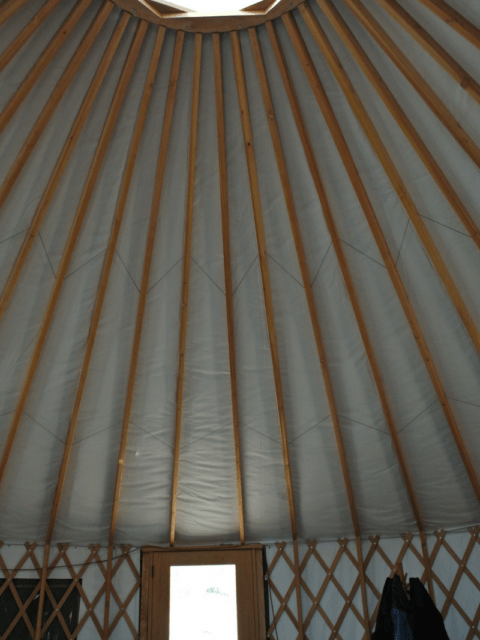 The ceiling of a yurt.