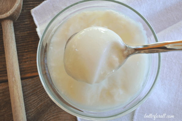 A bowl of raw cow's milk yogurt.