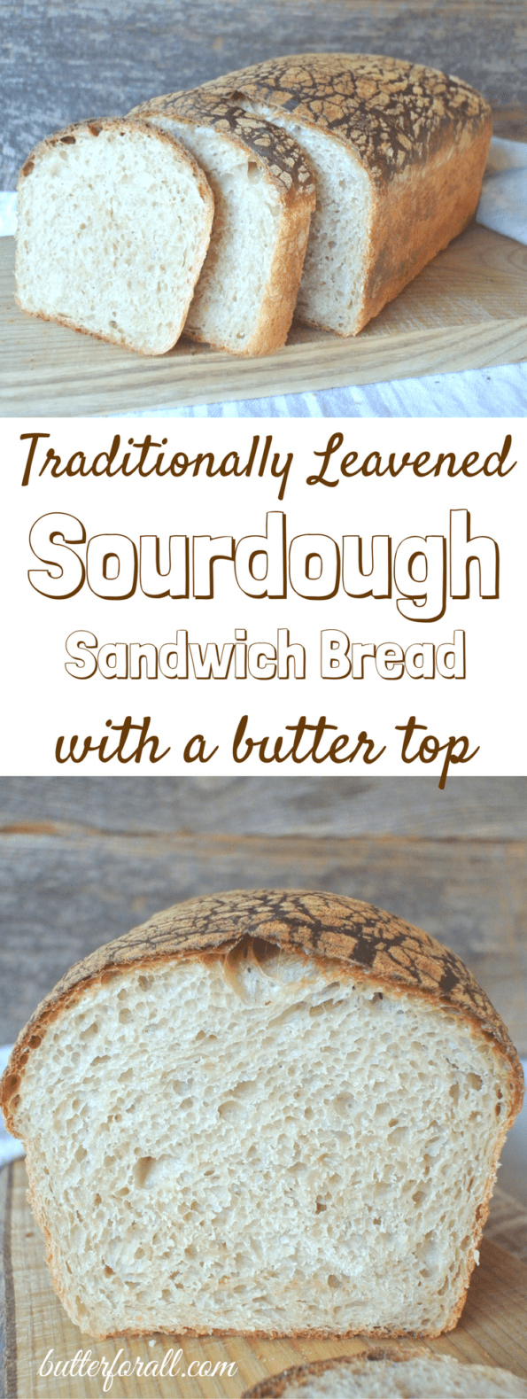 A collage of butter top sourdough loaves with text overlay.