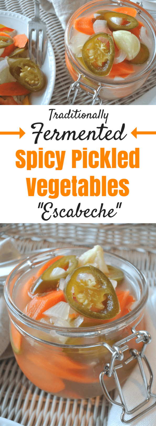 A collage of jars of escabeche with text overlay.