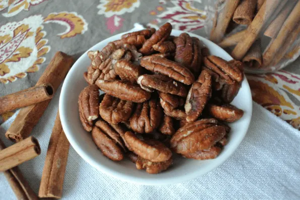 A plate of roasted pecans.