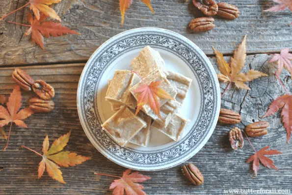 A plate of maple pecan fudge.