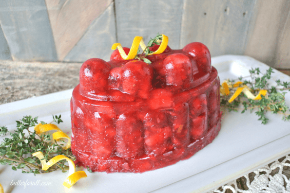 A molded lacto-fermented cranberry salad on a plate.