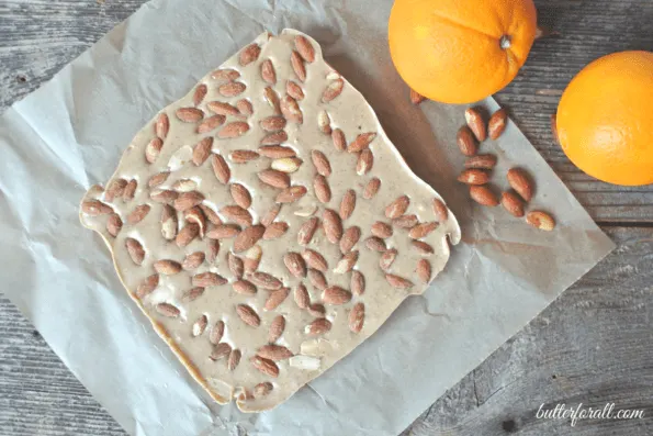 A block of spiced orange and almond fudge.