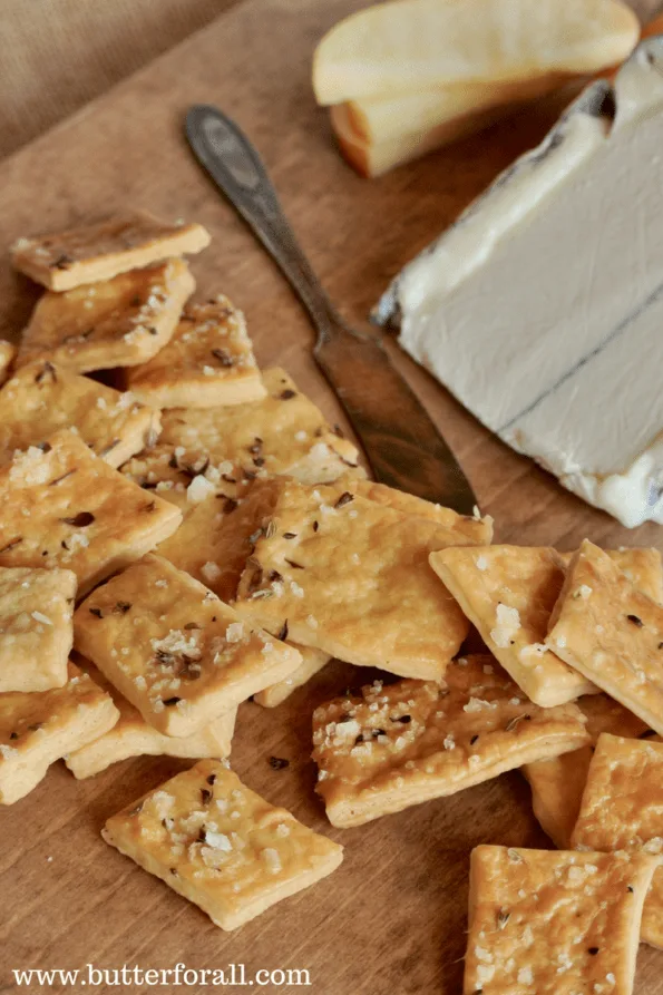 Rustic sourdough butter crackers.