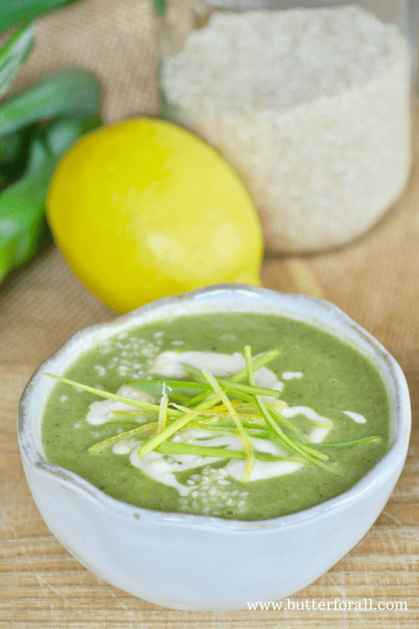 A bowl of green goddess soup.