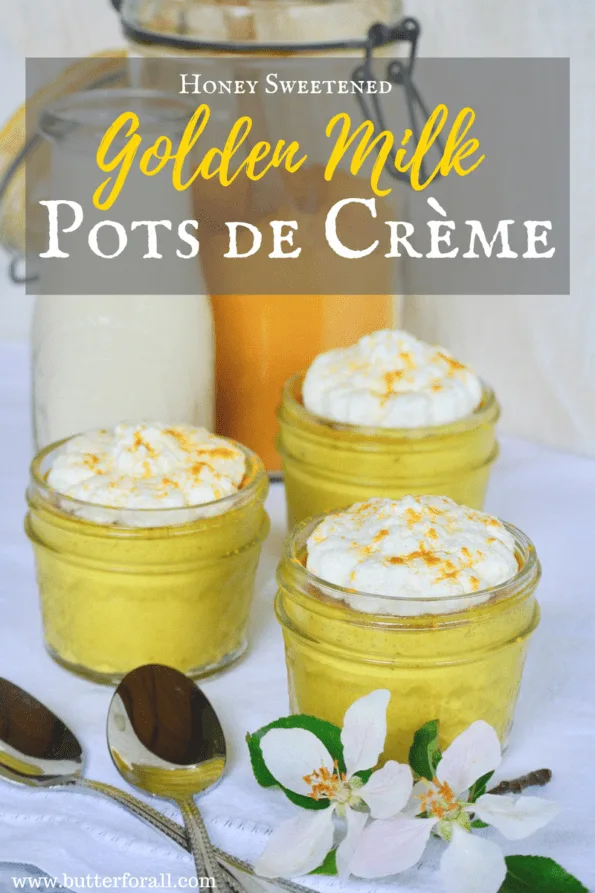 Jars of golden milk custard.