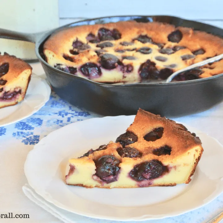 The perfect clafoutis made with tummy friendly, naturally fermented and leavened sourdough starter.