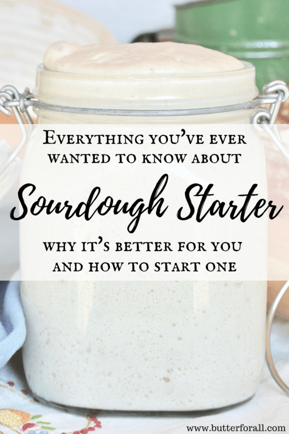 A jar of sourdough with text overlay.