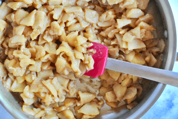 The maple apple filling is made with fresh apples, maple syrup, butter, and cinnamon