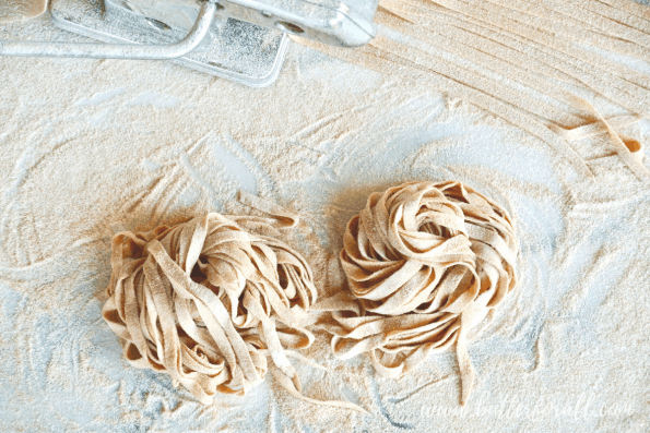 Uncooked sourdough noodles.