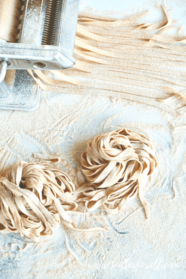 Uncooked sourdough noodles.