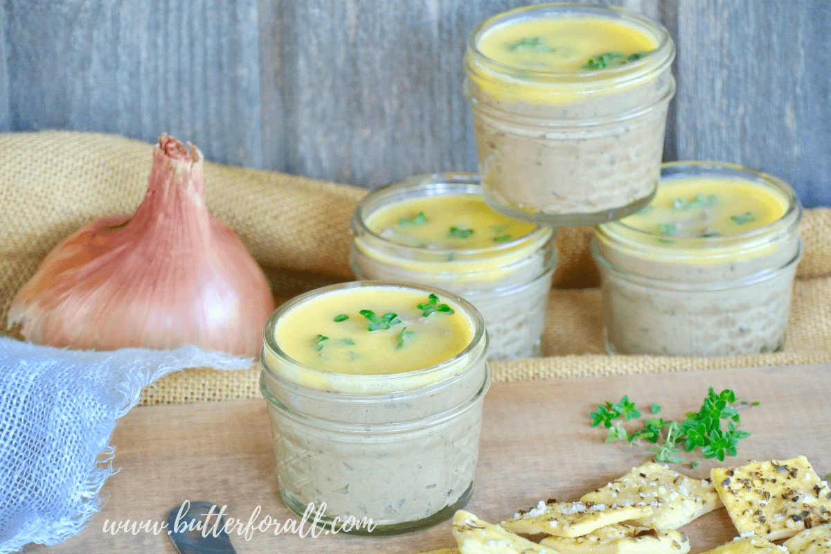 These little pots of nutrient dense chicken liver pâté are made with caramelized shallots, fresh thyme, sweet cognac and plenty of pastured butter!