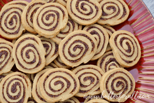 A plate of baked Cranberry and Sourdough Pastry Pinwheels.