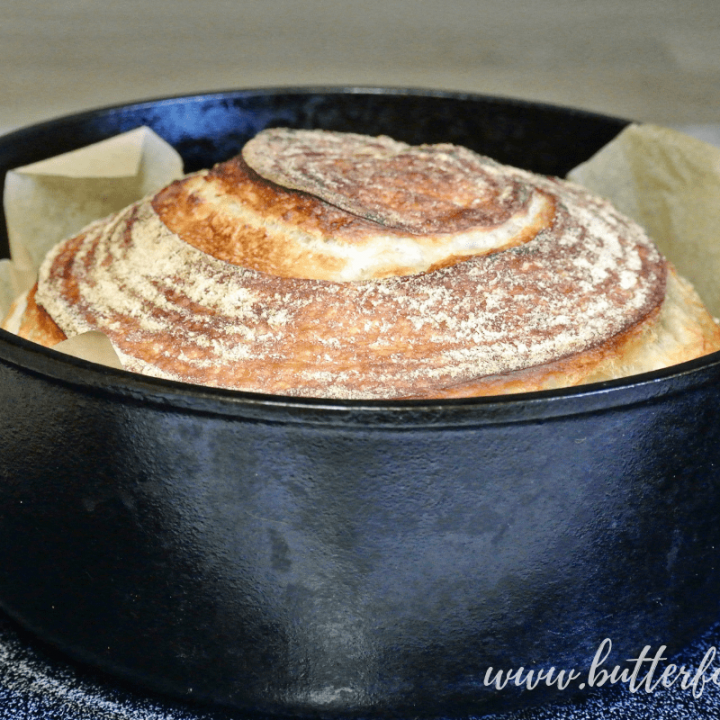 This artisan sourdough boule fits perfectly into a Dutch oven for baking!
