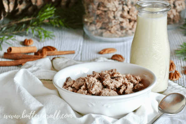 A big bowl of properly prepared cinnamon maple pecan granola.