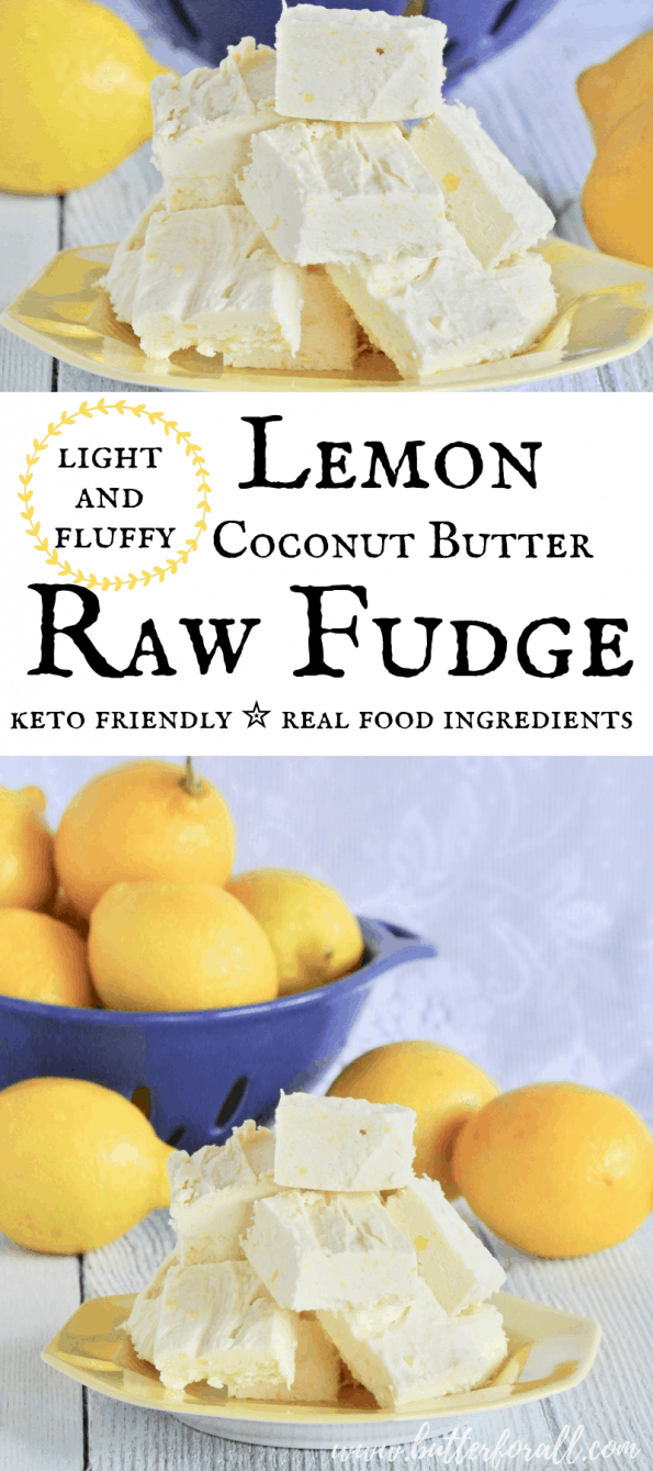 A collage of plates of lemon fudge with text overlay.